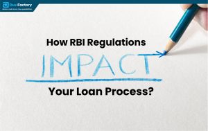 Hand writing "IMPACT" with title "How RBI Regulations Impact Your Loan Process?" on paper.