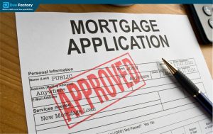Image of a document stamped with "Mortgage Approved," symbolizing successful mortgage application approval.